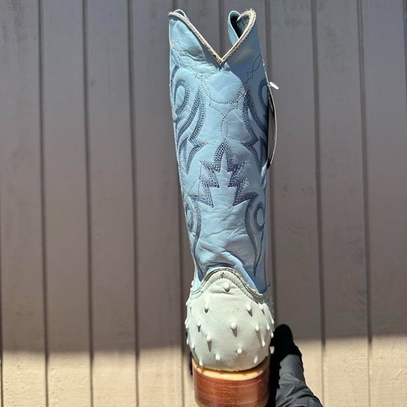 #15 Light Blue / Turquoise Ostrich Finish Western Boot - Picture 5 of 5